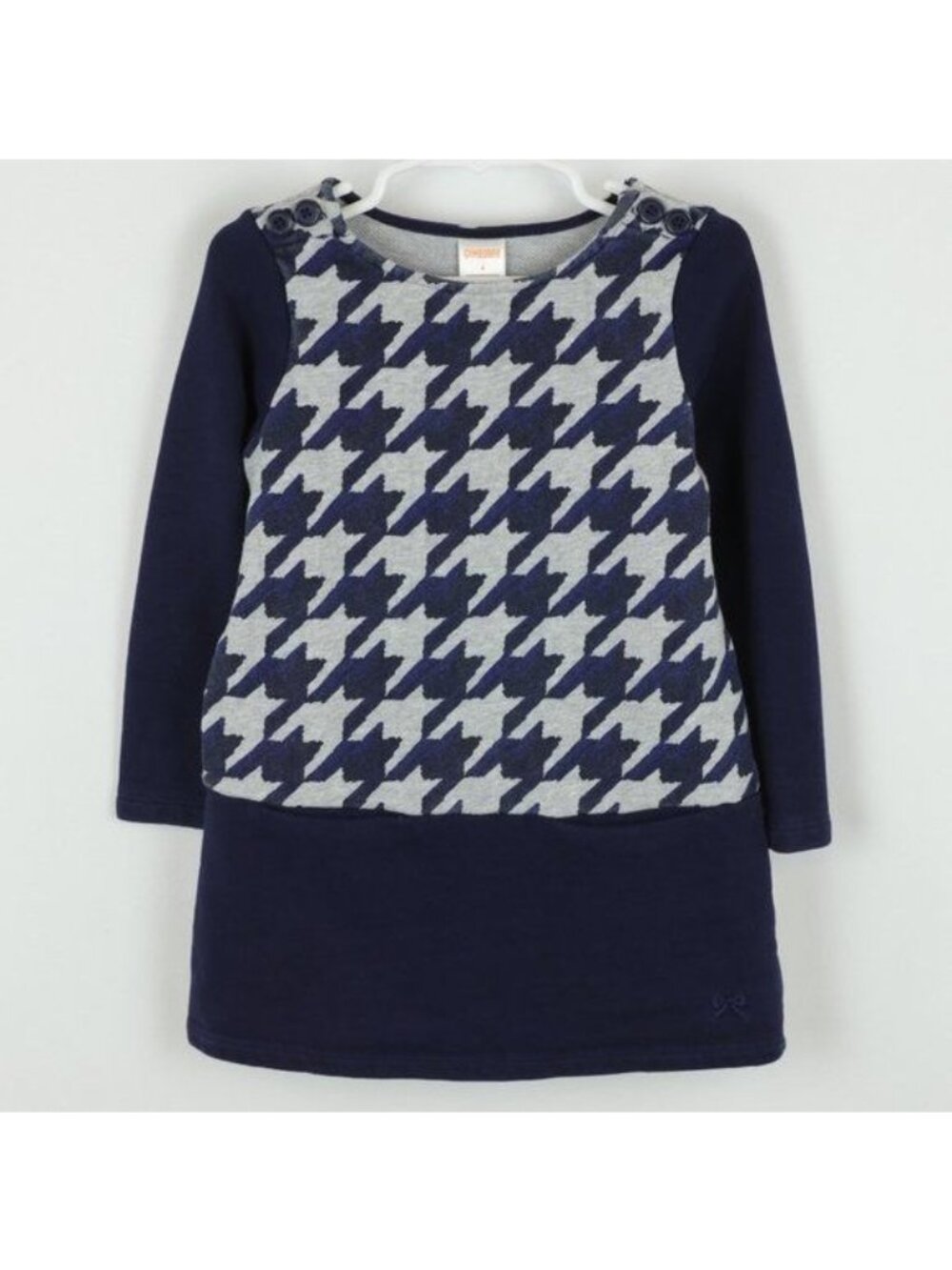 Gymboree Girls Size 4 Blue Gray Houndstooth Crewneck Long Sleeve Sweatshirt